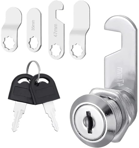 Letterbox Lock with 4 Keys and 4 Different Locks Plates | 16mm Mailbox Cabinet Cam Lock, Cupboard Locks for Door, Drawer, Toolbox, Post Box, Locker