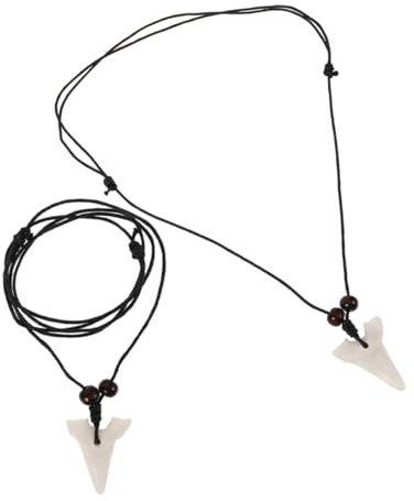 TOGEVAL Haifischzahnkette 2 Stück aus Kunstharz, Simuliert, Weiß, Unisex | Novelty Stil, Robust Verarbeitet, Breit Kombinierbar, für Partys und Dates