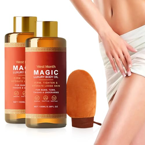 GXGM 2 confezioni di olio magico di lusso per il corpo,Regala un guanto da usare per spalmare il corpo, riduce le rughe e migliora l'elasticità, adatto a tutti i tipi di pelle, 100 ml