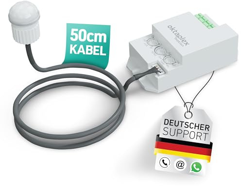 Oktaplex Lot de 2 Jana détecteur Infrarouge encastrable extérieur 360° | infrarouge à 360° avec portée de 6 m et indice IP65/IP20, orientable avec détecteur crépusculaire pour montage encastré