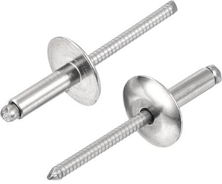 QUARKZMAN 130 Piezas De Remaches Ciegos De Cabeza Redonda Con Gran Reborde De Acero Inoxidable 304 3/16x5/8, Remaches Ciegos De Gran Tapa Abierta Para Construcción, Naval (Plateado)