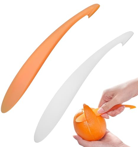 KAHZOR 2 Piezas Máquina de Pelado de Naranja de Plástico Con Mango Largo, Herramienta Para Pelar Naranjas, para Cocina y Vida Diaria, Diseño Ergonómico