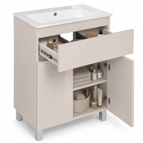 paplinskimoebel Badezimmermöbel Waschbeckenunterschrank 60cm Kaschmir Beige | Kaschmirfarbe, hängend oder stehend, Waschbeckenunterschrank, für das Badezimmer