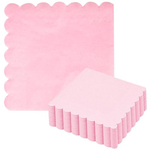 50 Stück Servietten Rosa 2 Lagige, 33 x 33 cm Gewellt Hellrosa Papierservietten, Einwegservietten, für Geburtstag, Hochzeit, Babyparty, Cocktailparty