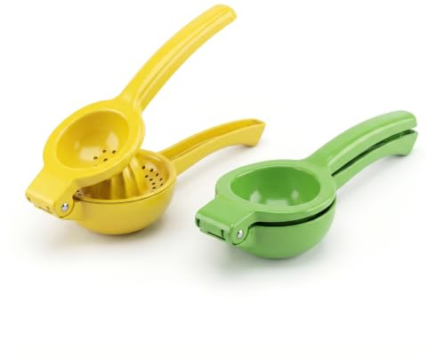 2-Piece Set with Yellow and Green Handheld Presses, Lemon Squeezers, Lemon Juicer Squeezer, Citrus Squeezer for Cocktail Preparation and Daily Juice Making