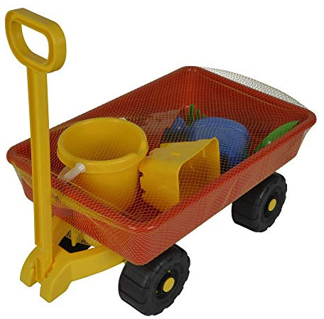Simba 107130802 – handsandbil, 7 delar, handvagn 100 kg lastkraft, hink, 2 x sandform, spade, kratta, gjutjärn, 47 x 30 cm