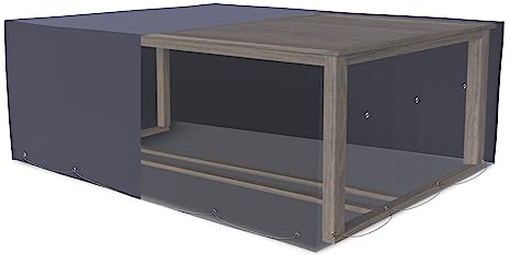Kronenburg Schutzhülle für Gartenmöbel Winterfest aus 420D Oxford Gewebe – rechteckig 70 x 200 x 160 cm in Grau – Wetterschutzhülle für Sitzgruppen, Sitzgarnituren, Tisch & Stühle