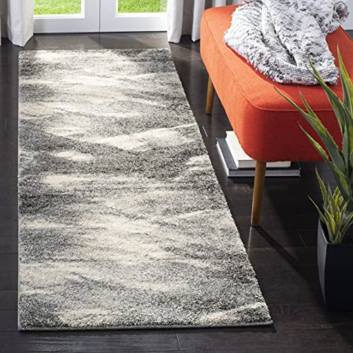 SAFAVIEH Retro Collection Runner Rug - 2'3 x 11', Grey & Ivory, Modern Abstract Design, Non-Shedding & Easy Care, Ideal for High Traffic Areas in Living Room, Bedroom (RET2891-8012)