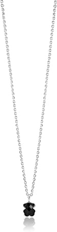 TOUS Collar de Plata de Primera Ley y Colgante de Oso de Onix para Mujer, 45cm de Largo, Elegante y Original, Colección Icon Color
