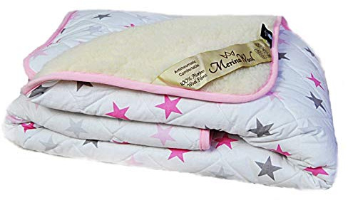 Merino Wolle Kinder Bettdecke Schurwolle Übergang Kinder Decke (120 x 150 cm, pink)