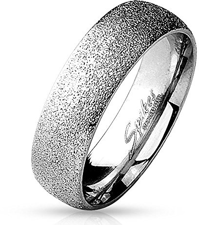 Bungsa DIAMANTOPTIK Ring silber für Damen & Herren - sandgestrahlt Fingerring - EDELSTAHL-Ring für Frauen & Männer - Partnerringe, Verlobungsringe, Trauringe Damen-ring silber