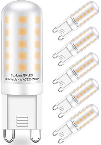 Eco.Luma G9 LED Dimmbar Lampen 4W Warmweiß 3000K Ersatz für 28W 33W 40W Halogen Lampen, Standard G9 Sockel AC220-240V, 360° Abstrahlwinkel LED Leuchtmittel, 5er Pack