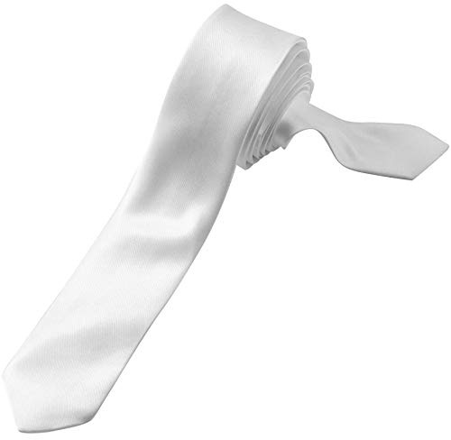 dressforfun 901020 Einfarbige Krawatte für Damen und Herren, glänzender Schlips in Einheitsgröße, schmale Krawatte für Party Kostüm Fasching Alltag Business - diverse Farben - (weiß | Nr. 303678)
