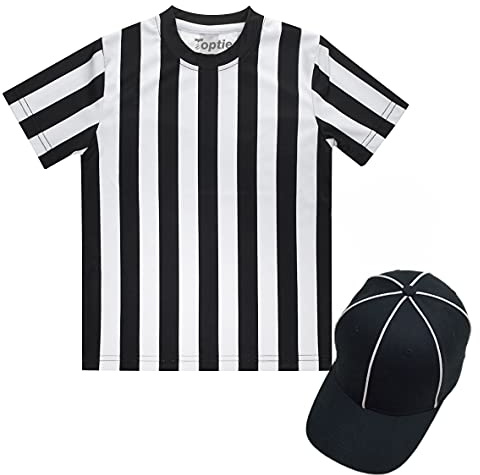 TOPTIE Children's Referee Shirt Set, Sports Football Shirt, Umpire Hat-L
