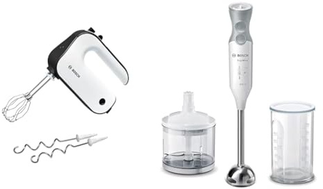 Bosch Batteur Styline MFQ4020 – Batteur à main polyvalent avec fouets et crochets pétrisseurs & Mixeur Plongeant ErgoMixx MSM66120 – Mélangeur ultra puissant