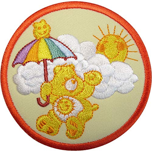 ELLU Pflege Bären lächelnd gelbe Sonne Funshine Bär Patch Eisen nähen auf gesticktem Abzeichen