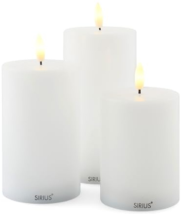 Sirius LED Kerzen Sille Exklusiv 3er Set 7,5 cm weiss