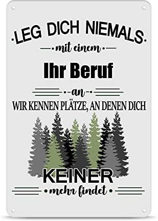 Berufe Blech-Schild - mit Beruf selbst gestalten - Leg dich niemals mit einem X an - Lustiges Geschenk Büro, Job, Arbeit, Kollegen, Freunde, Metall-Poster - Querformat A4