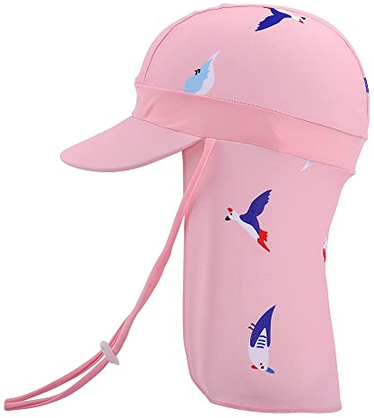MK MATT KEELY Solhatt för flickor, pojkar, 1–10 år, barnhatt, UPF 50+, med justerbara hakband, Rosa papegoja, One size