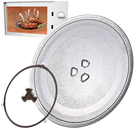 Mikrowellenteller Mit 3 Fixers, 24.5cm 25.5cm 27cm 31.5cm Rund Drehteller Für Mikrowelle, Ersatzteil Drehteller, Glass Drehscheibe Für Diverse Mikrowellen, Stabil Antis-Rutsch, Hitzebeständig ( Color