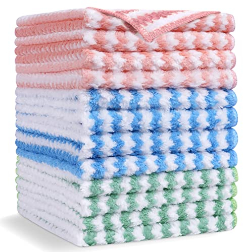 Vicloon Paño de Microfibra para Limpieza,12 Piezas Paños de Cocina,30x30cm Toallas de Cocina Superabsorbente,Microfibra Multicolore para Ventanas Cristal Coche Cocina Baño