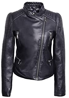 QUEEN HELENA Y2007 Veste de moto en simili cuir pour moto et femme, Noir , XL