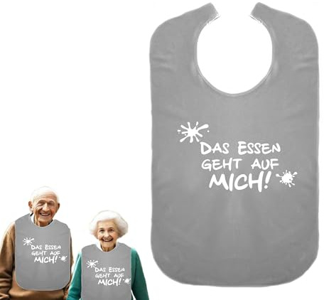 Cre9tive Das Essen geht auf mich! - Geschenk zur Rente - Lustiges Lätzchen für Erwachsene Ess-Schürze Essschürze Kleidungsschutz wasserdicht ID: 040