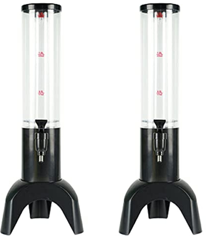 Jojomino 2 dispensadores de cerveza de 1,5 L, fácil de limpiar, grifo integrado con tubo de hielo, dispensador de torre de bebidas transparente, color negro