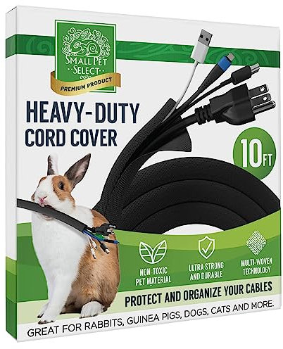 Small Pet Select Heavy Duty Cord Cover – 10ft Black Cable Protector for Pets – Durable Electrical Cord Management Sleeve for Rabbits, Dogs, Cats & Other Small Animals