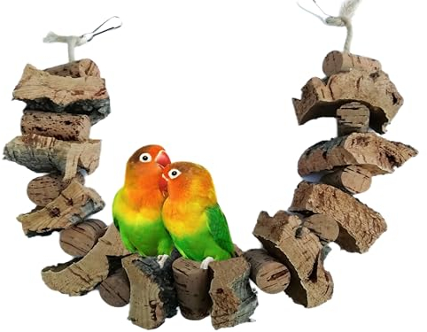 Vogelschaukel, Knabberseil mit Korken und Korkrinde, Korkseil 60 cm, Wellensittich, Papageien, Nymphensittich