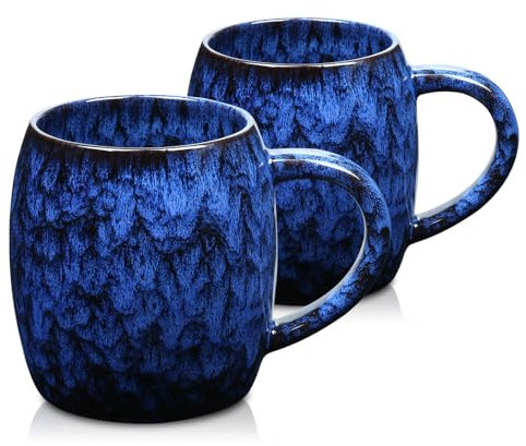 2 tazas de café de cerámica extragrandes de 26 onzas, 700 ml, taza de té de gran tamaño esmaltada hecha a mano para oficina y hogar, apta para microondas y lavavajillas, tazas de porcelana jumbo con