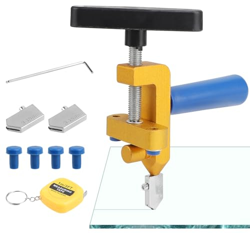 LALAGO 2 IN 1 Glasschneider Set,Glass Cutter Tool, Glas Schneider schneiden mit 2 Schneidköpfer，Bandmaß*1 und Schraubenschlüssel*1, Glasschneider für Spiegel