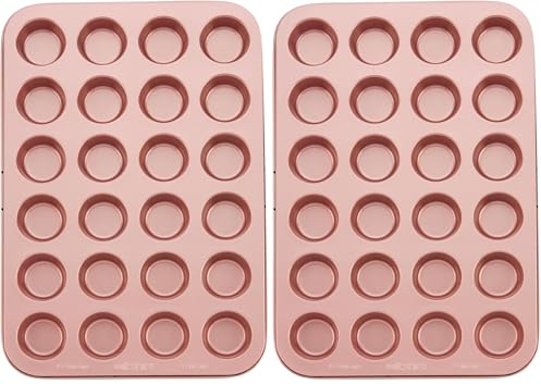 Wiltshire Rose Gold 24 Cup Mini Muffin Pan, Superior Non-Stick Coating, Dishwasher Safe, Oven Safe to 220C, Dimensions: 39x26x2cm (Pack of 2)