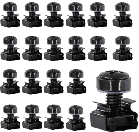 WeddHuis 20 Pcs M6 Käfigmuttern Schrauben Set für Netzwerkschränke Patchpanel Racks Servergehäuse 19 Zoll 10 Zoll Montagesatz Stahl