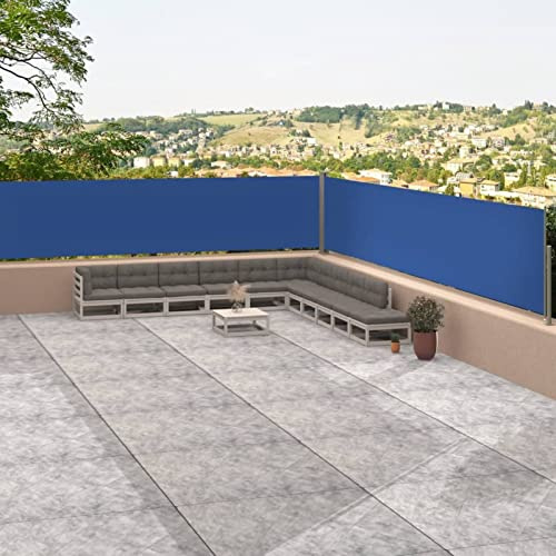 Gecheer Toldo Lateral Retráctil,Toldo Portátil, Protección Solar, Extensible para Balcón, Jardín, Terraza, Protección de la Privacidad Azul 117x1200 cm