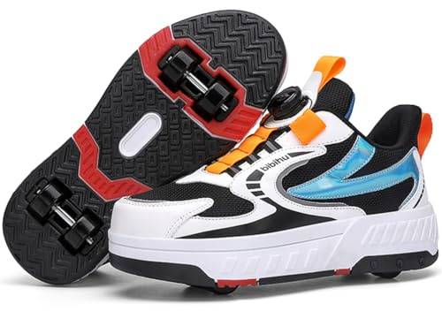 Skateboardskor flicka pojke rullskridskor rullskor barn flickor rullskridskor sneakers 2-i-1 sportskor med hjul, Wow V37, 35 EU