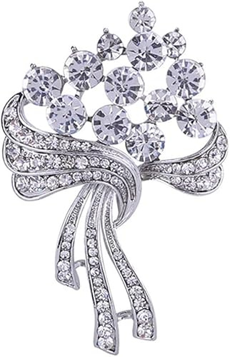 xutao Silber Brosche Floral Revers Pin Klassisch Strassstein Pin-Stiel-mit-Sicherheit Female Accessory