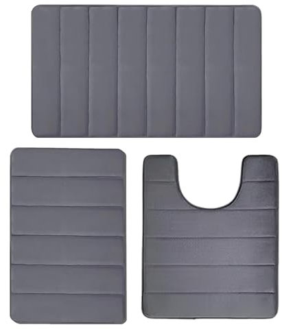 Badezimmerteppich-Set | Badteppich und Vorleger-Set | Duschmatten-Set, waschbares Bade- und WC-Vorleger-Set, rutschfeste Unterseite, neuer Teppich-Stil, Teppiche für Badezimmer und Toiletten