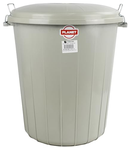Catergold Large 50 Litres Heavy Duty Plastic Bin for Animal Food Storage Garden Waste Rubbish with Clip Locking Lid (50L - Grey)