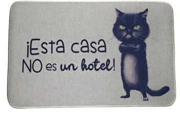 Hola-World. Felpudo/Alfombrilla Original para Puerta de Entrada e Interior (Cocina, Dormitorio, salón etc.) Base Antideslizante de Caucho. Lavable a máquina. Modelo: Hotel. Medidas: 45x70 cm.