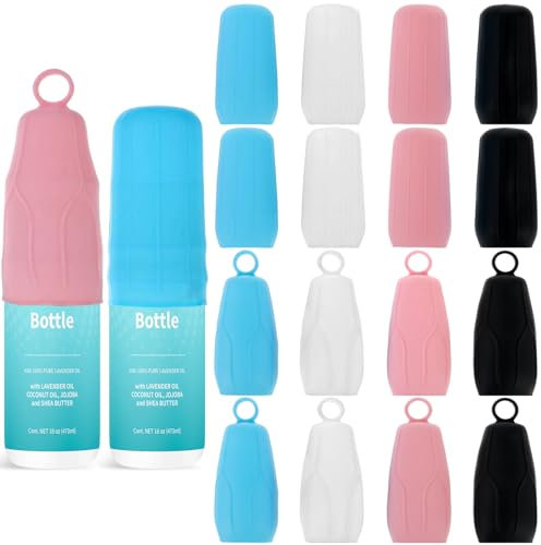 JIEYAO 16 copribottiglia in silicone per viaggi, maniche elastiche per la prova di perdite, contenitore da viaggio in silicone per bottiglia d'acqua da crociera essenziali per shampoo, bagnoschiuma,