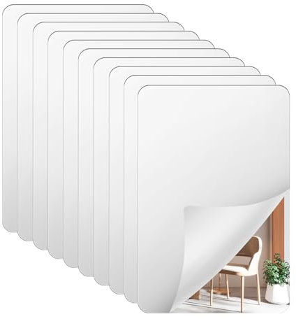 Acryl Klebespiegel, 10 Stück 15x10cm Selbstklebende Spiegel Flexibler Spiegelfliesen Selbstklebend Bruchsicher Spiegel Kleben Spiegelfolie Wandspiegel zum Aufkleben Klebespiegel für Schrank