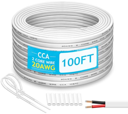 CCA-Draht, 20 AWG, 2 Leiter, 30 m, kupferummanteltes Aluminium-Kupferdraht, elektrisches Kabel für 12 V Automobil, LED-Licht, Lautsprecher und Niederspannung, flexible PVC-Isolierung für Auto, Boot