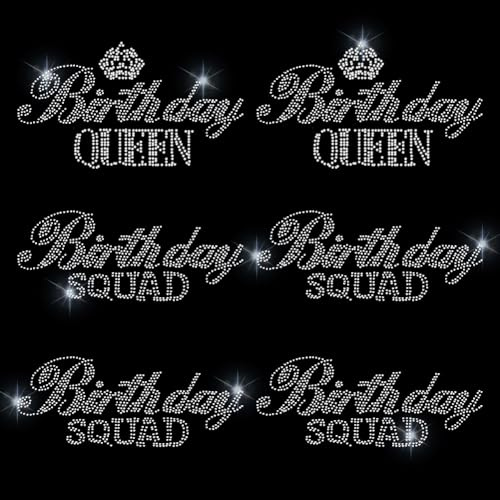 HOBBIESAY 5 hojas cumpleaños cristal diamantes de imitación brillantes transferencia de planchado Hotfix DIY pegatinas parche para ropa bolsa de transporte DIY regalos de manualidades
