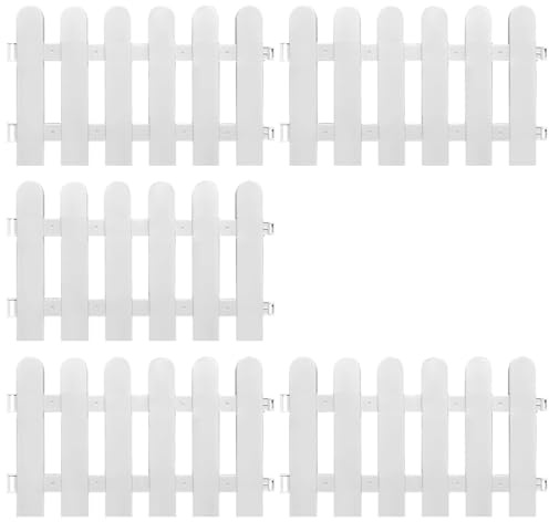 Clôture de jardin blanche, clôture de piquets blancs 5pcs, élégant inserts piquets en plastique, bordure la pelouse protection décorative pour jardin, aménagement paysager, fer