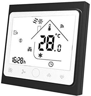 Thermostat Intelligent Thermostat intelligent 2P / 4P Climatisation centrale Refroidissement / chauffage Contrôleur de température ambiante for la bobine de ventilateur(WHITE AND BLACK,4P AND ZIGBEE)
