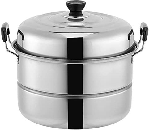 QUSYZD Juego de ollas vaporeras de Acero Inoxidable de 28/30 cm con Tapa, ollas vaporeras, ollas vaporeras para Pescado, ollas Grandes para Sopa, ollas universales para Cocina (28 cm),One Color-28cm