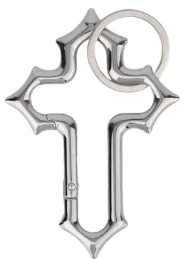 Goktvai Cross Carabiner Clip Keychain, Y2K Style Metal Carabiner Christian Gifts Cool Cross Key Ring Holder for Men Women Belt Loop Backpack Purse Wallet Bag Punk Grunge Accessory (Silver)