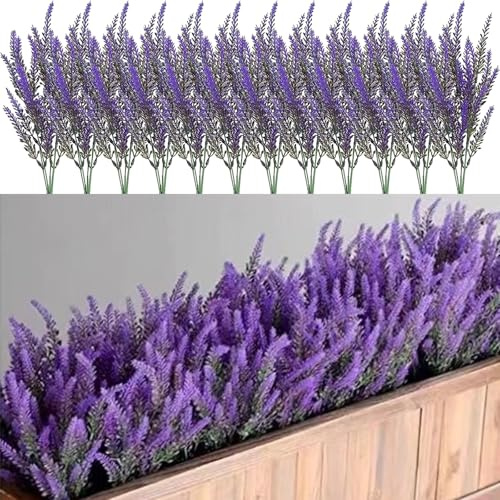 ZenyTra 12 Bündel Künstliche Lavendel Getreideähren | 35cm Höhe x 15cm Breite | Wie Echt Kunstblumen Outdoor Wetterfest | Für Garten, Balkon, Innendekoration & Landschaftsbau (Lila)