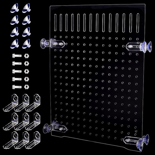 HOBBIESAY Aquarium Fish Tank Divider Acrylic Isolation Grid Board with Suction Cups Transparent Plate Baffle Cover Clear Fish Separator Inline Splitter Pump Tubing Connector Board 15.7x11.8x0.08 Inch